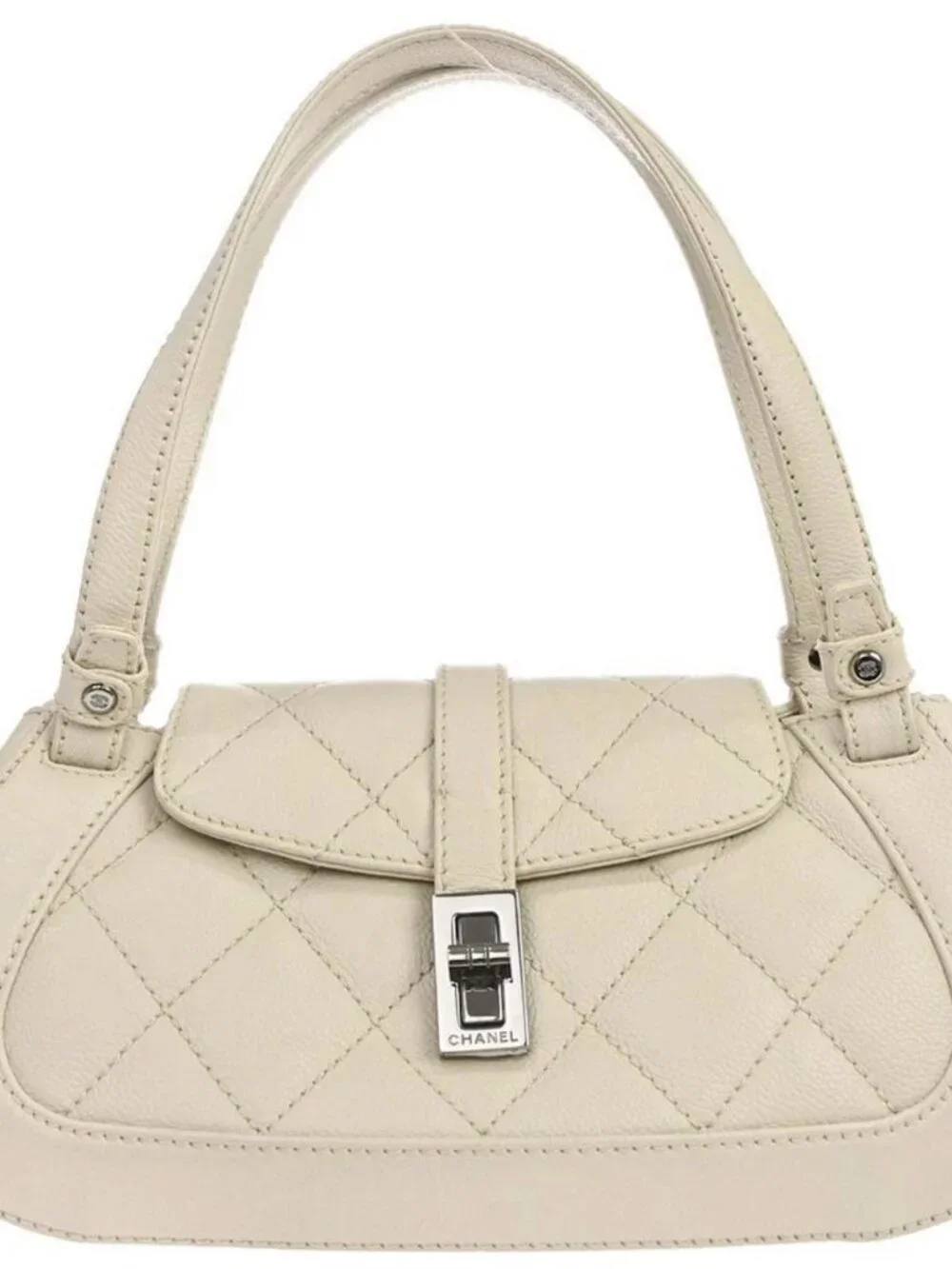 Chanel Off-white Calfskin Mademoiselle Lock Handbag 179442
